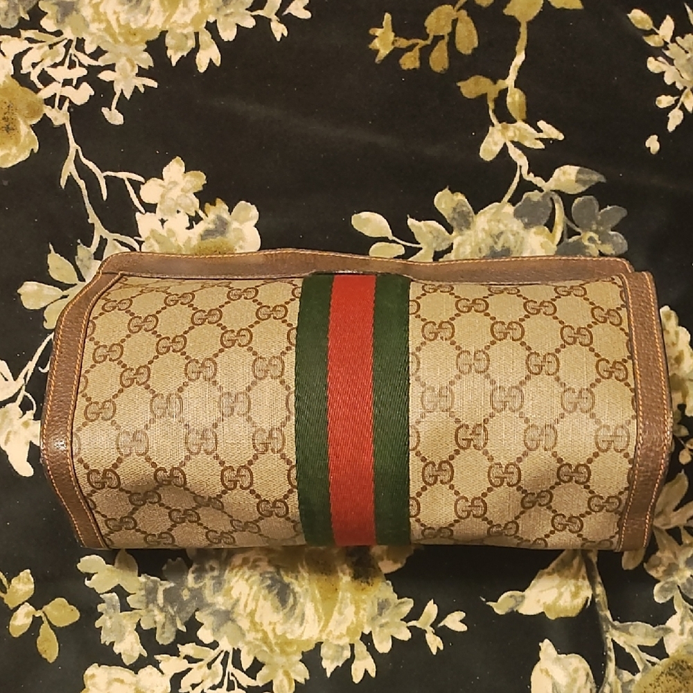 Vintage Gucci Sherry Line Beige and Brown GG Monogram Clutch - Picture 2 of 15